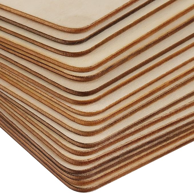 100 Pack 6 x 4 Inch Unfinished Wood Cutouts for Crafts, Natural Wood Rectangle Blank Pieces Wooden Tags Slices for Painting, DIY Craft, Decoration