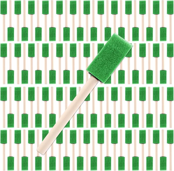 1" Foam Paint Brushes - 100 Pack, 1-Inch Painting Sponges - Premium Foam Brushes - Lightweight & Durable - Sponge Brush Ideal for Painting, Crafting, Acrylics, Stains, Varnishes (Green)