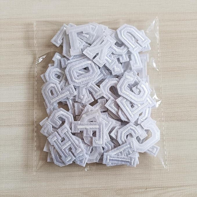 1.3 inch Iron on Letter Patches 78 Pieces, A-Z Embroidered Alphabet Patches for Clothing Jackets Hats Backpacks Jeans White