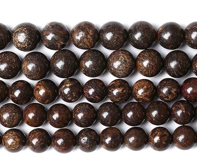 32pcs 12mm Natural Stone Beads Brown Bronzite Gemstone Round Loose Beads for Jewelry Making DIY Bracelet Necklace