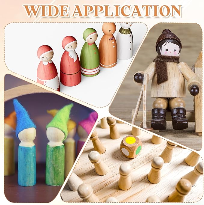 uxcell 50Pcs Wood Peg Dolls Unfinished, 1" x 1/2" Natural Wooden Blank Family Figures Peg Dolls Body for Painting, Decoration, Craft Art Projects, Grass Green