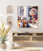 Cat And Old Lady Diamond Painting Kits for Adults, 5D Diamond Art Painting by Numbers Kits, DIY Diamond Dots Art Kits, Full Round Drill Diamond Art Kits for Adults for Home Wall Decor, 13.8x13.8 in