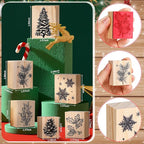 Watersay 6 Pcs Christmas Rubber Stamp Set Merry Christmas Wooden Rubber Stamp Snow Tree Stamps Vintage Wooden Rubber Art Stamps for Crafting and DIY Scrapbooking Card Making Hand Book(Pattern)
