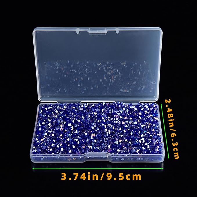 1200PCS 3mm Bicone Crystal Glass Beads for Jewelry Making, Sparkling Mini Beads for Suncatchers, DIY Bracelets & Craft Projects (AB Blue)