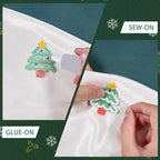 20Pcs Crochet Christmas Tree Appliques Handmade Crochet Colorful Christmas Tree Sweater Decorations for Decor Holiday Party Home Office DIY Accessories