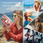 YOOLIFE Christmas Stocking Stuffers | Travel Toiletry Bag | Pink Clear Makeup Bag for Teen Girls Kids Cosmetic Bags for 5 6 7 8 9 10 11 12 13 Year Old Birthday Gifts for Girls Initial D