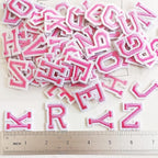 1.3 inch Iron on Letter Patches 78 Pieces, A-Z Embroidered Alphabet Patches for Clothing Jackets Hats Backpacks Jeans Pink