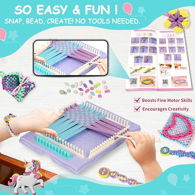 Friendship Bracelet Making Kit Toys Girls for Gifts Age 8 Year+,Quick Maker DIY Arts and Crafts Toys Kits,Best Every for 6-12 Year Girls Christmas, Birthdays Gifts (Yellow)