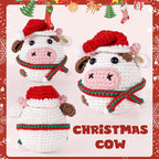 CrochetBox Crochet Kit for Beginners Adults - Christmas Cow Starters Crochet Kit, Beginners Crocheting Kitting for Adults Teen, Craft Gifts with Crochets Yarns, Hook, Step-by-Step Video, Instruction