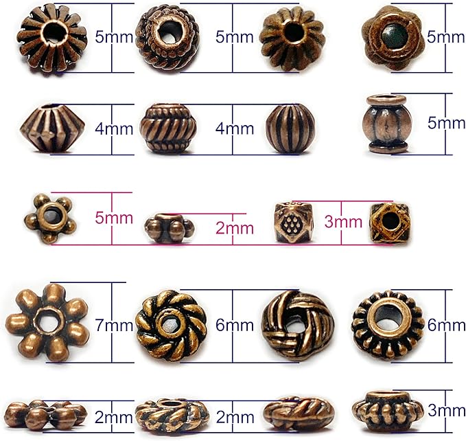 Antique Copper Beads for Jewelry Making - Spacer & Assortments for Bracelet, Necklace, Earring - Craft Supplies, Findings, Small Seed Beads - Jewelry Set 500Pcs
