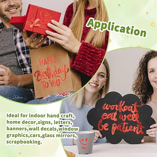 TECKWRAP Glitter Vinyl Shimmer Adhesive Craft Vinyl, 1ft x 5ft Roll - Permanent Glitter Vinyl for Craft Cutting Machines - Ideal for Scrap-Booking, Decals, DIY Projects, Home Decor, Red