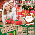 Marspark 22 Pcs Christmas Wooden Rubber Stamps and Craft Ink Pads Set Mixed Christmas DIY Cards Wooden Rubber Stamps for Party Scrapbooking Cards Making Supplies Gift Decor