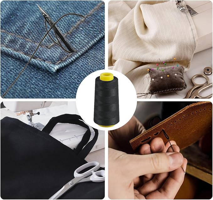 1500 Yards Denim Thread for Jeans, 20s/2 Polyester Thread, Sewing Threads for Sewing Machine, Heavy Duty ThickThread for Canvas, Aprons, Denim, Leather, Shoes Bag