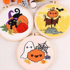 DCCQ Punch Needle Kits Adults Beginner，Cute Cartoon Pumpkin Pattern with Hoop Embroidery Punch Needle Starter Craft Set Easy for Adults，Children and Halloween Gifts、Decoration