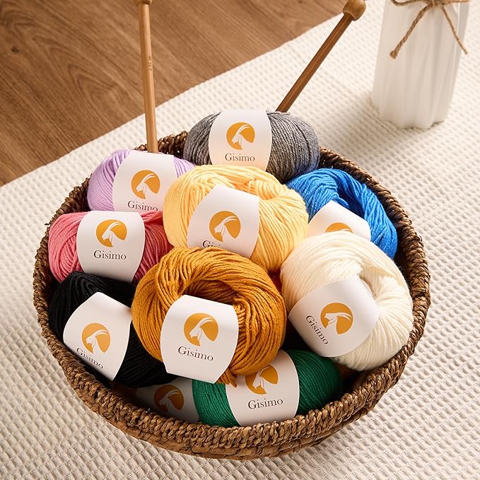 Merino Wool Yarn, 12-Ply Luxurious and Soft Yarn for Hand Knitting & Crocheting, 1.76 OZ/50g, 120 yds/110 Meters(Deep Red,2Balls)