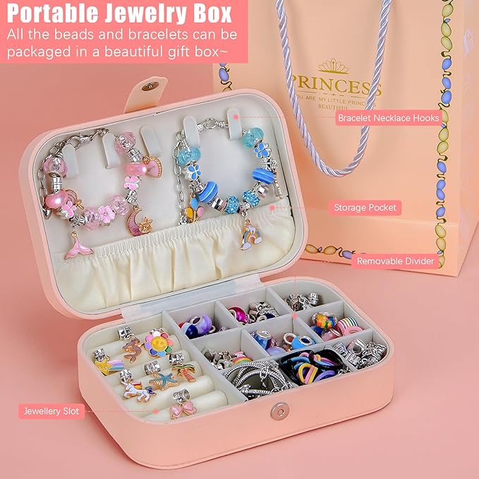 Hysagtek Jewellery Making Kit - Bracelet Making Kit 120 Pcs DIY Women Charm Bracelet Making Bracelets for Women Beads Necklace kit Jewelry Making Charm Pendants Craft with Box