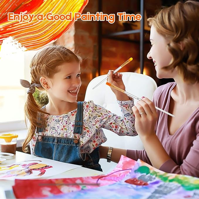 Soucolor 24Pcs Acrylic Paint Brushes Set, Halloween Arts and Crafts for Adults Kids, Round Pointed Tip Artist Paintbrushes for Acrylic Painting Oil Watercolor Canvas Boards Easter Eggs Rock Art