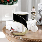 Black Velvet Wired Ribbon with Glitter Back 2.5 Inch Black and Gold Christmas Ribbon Wired Ribbon for Christmas Tree, Gift Wrapping, Mantel, Wreaths Supplies, Topper Bows (10 Yards)