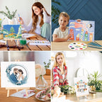 AROIC 208 Pack Easel and Canvas Sets with 16 Wood Easels,160 Brushes,16 Canvas and 16 Palette, Painting Set, Tabletop Easel, Art Easels, Painting Supplies for Kids & Adults to Paint Party