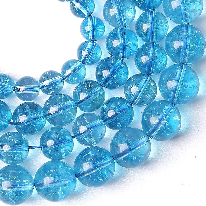 4MM Blue Crystal Quartz Beads Natural Gemstone Round Loose Stone Beads for Jewelry and Bracelets Making 180pcs 2 Strands 32"