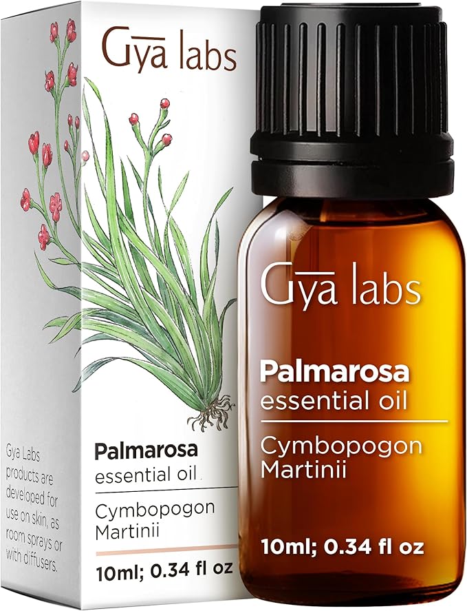 Gya Labs Palmarosa Essential Oil - 0.34 Fl Oz - for Hair, Skin, Diffuser, Aromatherapy & DIY Candle Making Scent