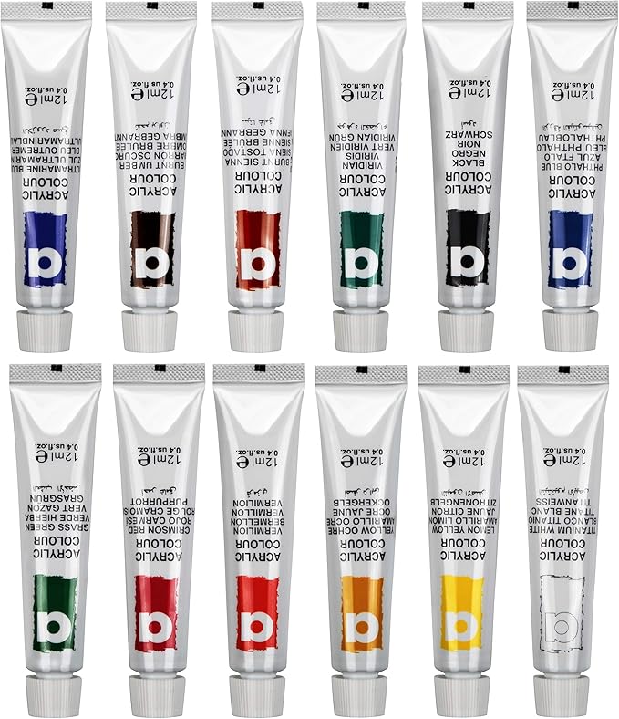 Falling in Art Beechwood Easel Box Set, 27 Pcs Tabletop Acrylic Paint Set, Portable Display Easel Stand with 12 Acrylic Paints, Canvas Panels and Brushes, Suitable for Beginners and Professionals