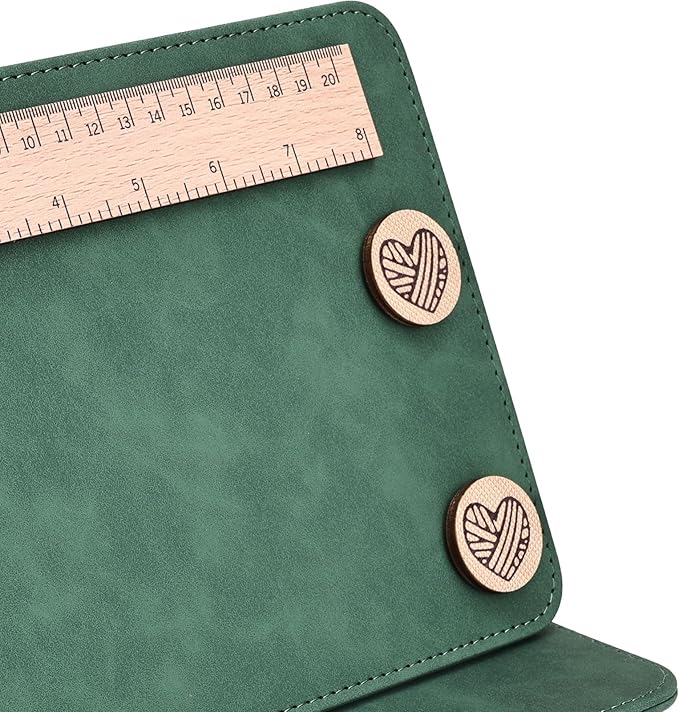 Earssa Knitting Pattern Holder,Knitting Chart Holder,Magnetic Crochet Knitting Chart Holder Knitting Accessories Foldable Knitting Chart Keeper with Ruler for Fixed Crochet Pattern (Vintage Green)