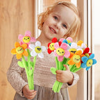10 Pcs Plush Smile Flower Stuffed Bendable Stems Plush Bouquet Toy Soft Flower 12.6 Inch for Christmas 2025 Mother's Day Girl Girlfriend Wife(Cute Style)
