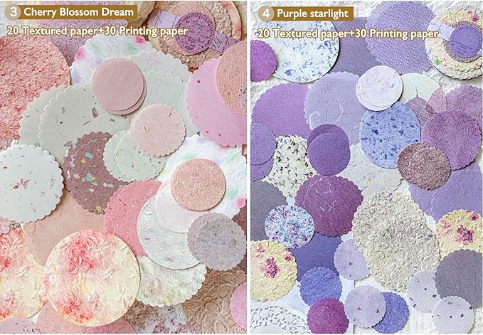 300Pcs Scrapbook Supplies Kit, Round Edge Colorful Textured Embossed Rice Decoupage Paper for Scrapbooking, Junk Journaling, Card Making, Mixed Media Collage, Vibrant DIY Decorative Materials Gift Set