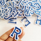 1.3 inch Iron on Letter Patches 78 Pieces, A-Z Embroidered Alphabet Patches for Clothing Jackets Hats Backpacks Jeans Blue