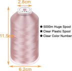 New brothread - Single Huge Spool 5000M Each Polyester Embroidery Machine Thread 40WT for Commercial and Domestic Machines - Flesh Pink
