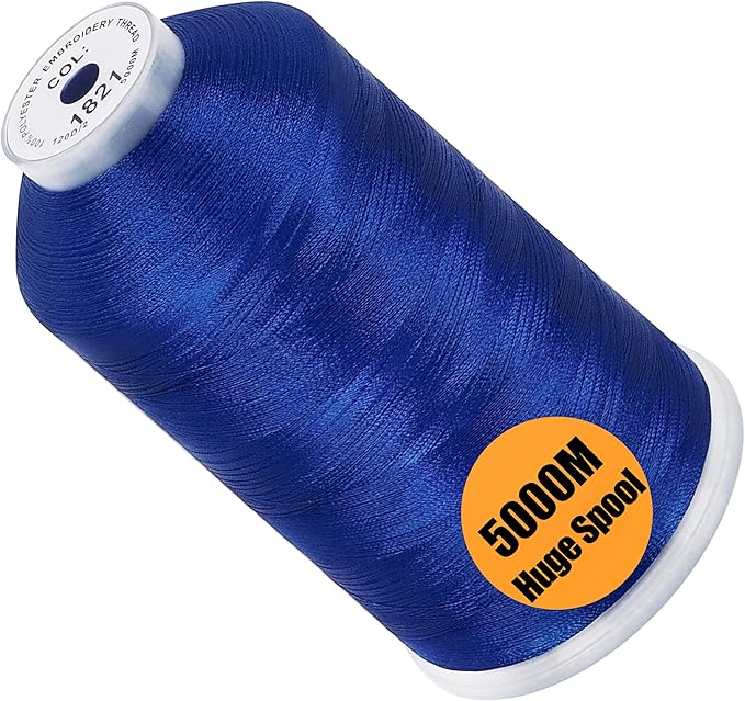 New brothread - Single Huge Spool 5000M Each Polyester Embroidery Machine Thread 40WT for Commercial and Domestic Machines - Christmas Blue