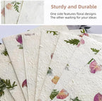 Handmade Botanical Craft Paper - 50 Sheets 5.8x8.27Inch Art Paper for Watercolor,Wedding Invites,Scrapbooking - Vintage Textured Designs for DIY,Gift Wrapping & Cultural Projects A5