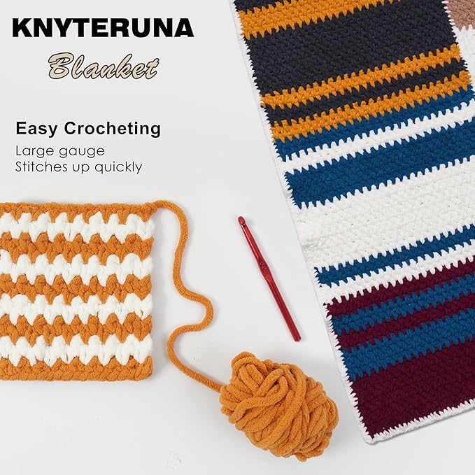 #6 Super Bulky Blanket Yarn for Crocheting - 4 Skeins(Each 10.5oz/300g, 220yds/201m), Chunky Chenille Thick Plush Big Soft Yarn for Crocheting Knitting Blankets, Mustard Yellow