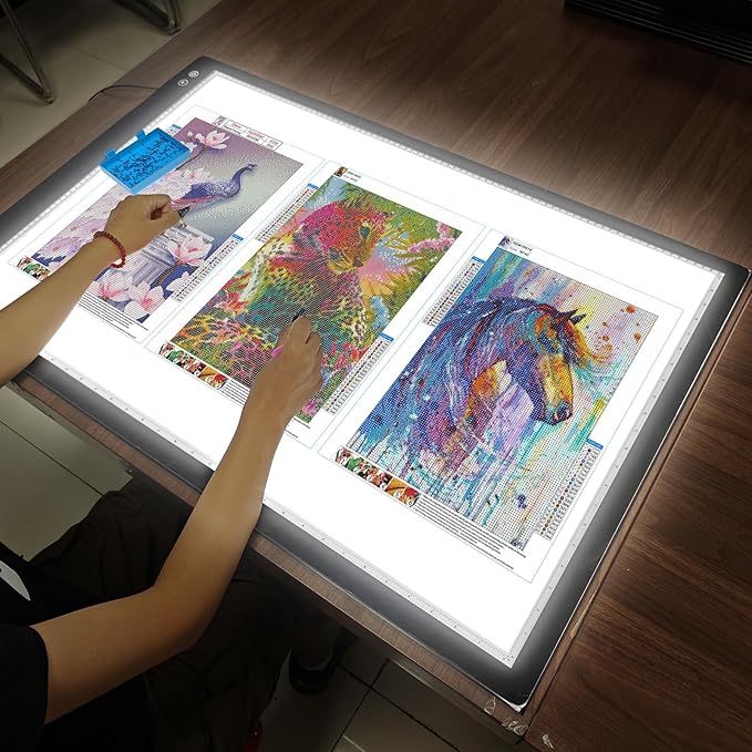 Rechargeable A2 Light Pad 23.7"x15.8", Large LED Light Board for Diamond Painting, 3-Color Modes Light Box, Diamond Art Light Table, Lightbox for Tracing and Drawing, Sketching, Artists