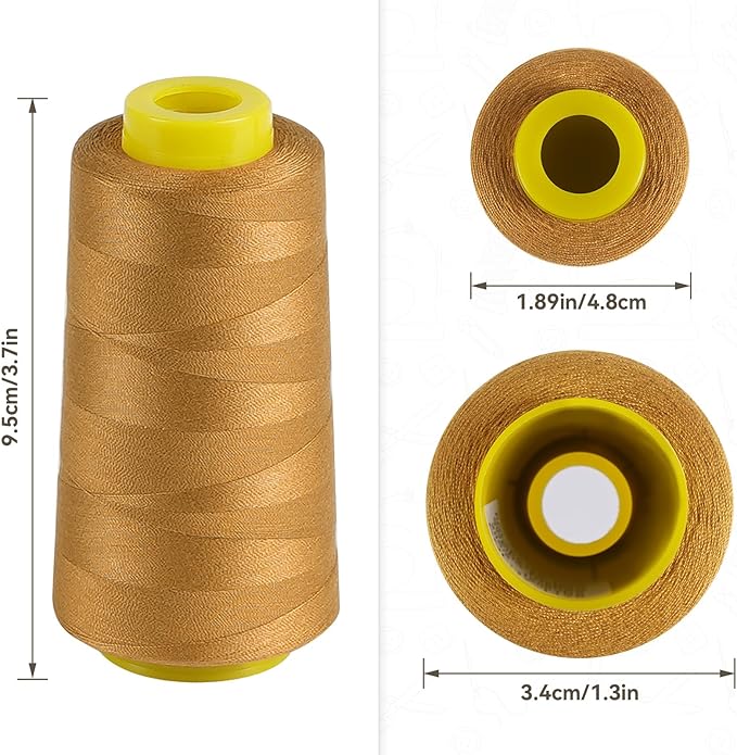 1500 Yards Denim Thread for Jeans, 20s/2 Polyester Thread, Sewing Threads for Sewing Machine, ThickThread for Canvas, Aprons, Denim, Leather, Shoes Bag-Gold