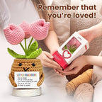 Gossby Handmade Positive Tulip Flower Crochet - Little Reminder You are Enough - Inspirational Gift for Women - Positive Energy, Apreciation, Farewell, Retirement, Goodbye Gift for Coworker