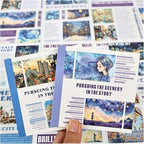 40 Sheets Pre-Cut PET Washi Sticker Books for Journaling, 2Pack Watercolor City and Night Sky Themes, Scrap Book Stickers for Scrapbooking, Junk Journal Supplies, Aesthetic Collage