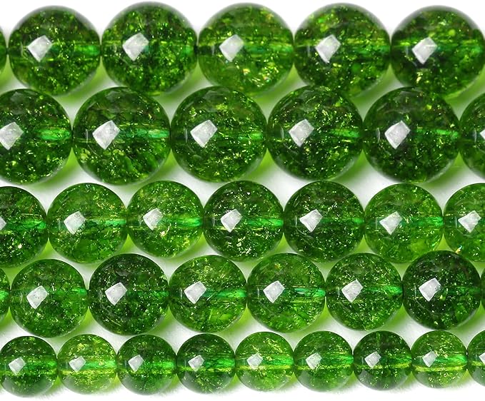 6MM Green Peridot Crystal Quartz Beads Natural Gemstone Beads Round Loose Beads for Jewelry and Bracelets Making 120pcs 2 Strands 32"