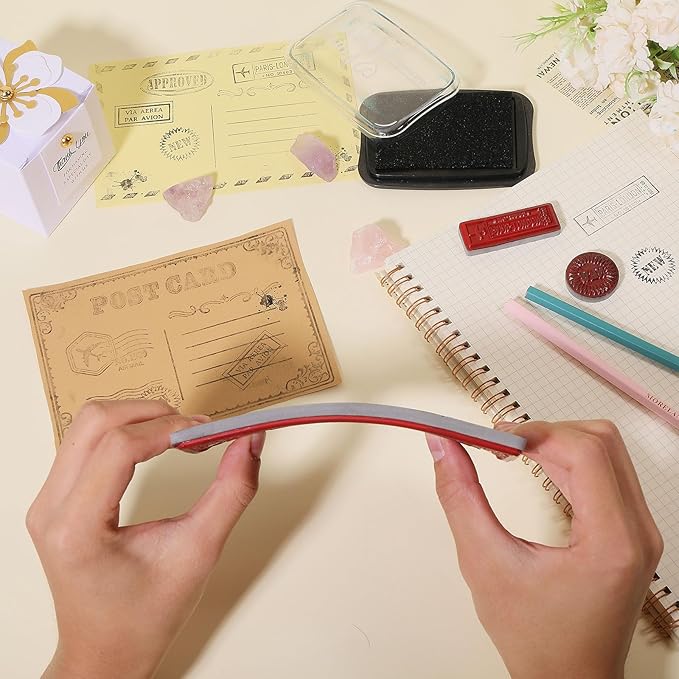 GLOBLELAND Vintage Postcard Cling Rubber Stamp Postage Postmark 7.1x8.7inch Cling Stamps Embossing Stamp Seal for DIY Scrapbooking and Card Making Paper Craft Decor