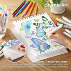 Shuttle Art Marker Pad, 12”x9” Portable Sketchbook, 70 Sheets Marker Drawing Paper, 110LB/180GSM Smooth Surface Bleedproof Art Paper, Spiral-Bound, Great for Artists to Draw, Paint & Sketch