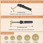 Terwex Custom Electric Branding Iron for Wood, Black Temperature-Controlled Wood Branding Iron Personalized Metal Stamp, Logo Branding Irons Letter Stamp for Leather Food, Woodworking Tools(1.5")