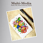 Wanderings White Thick Handmade Deckled Edge Cotton Paper - Cold Pressed Texture - Paint, Watercolor, Drawing, Writing, Cards, Invitations, Menus, Arts and Crafts. 25 Pack White 300gsm - 4" x 6"