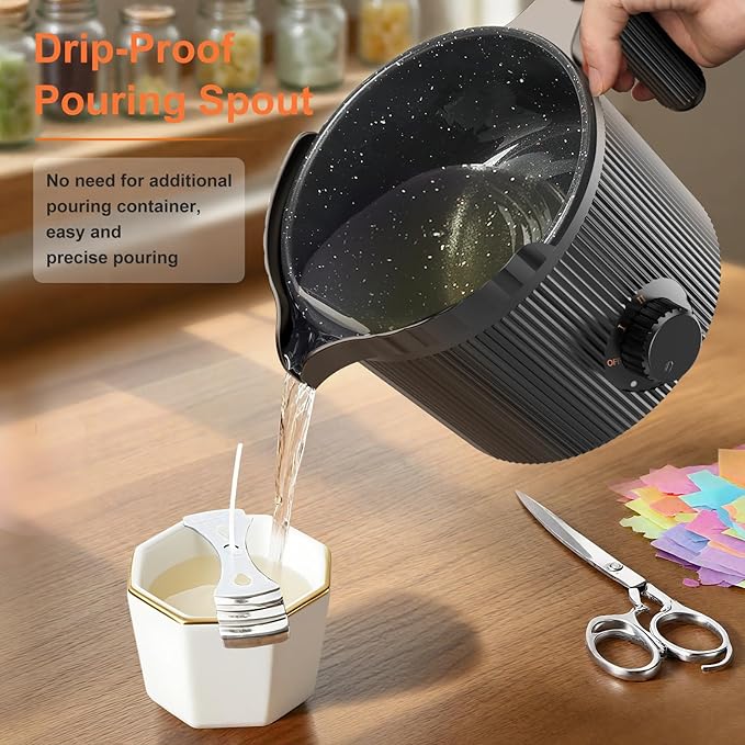 venpow Candle Wax Melter with Pour Spout, Candle Making Kit for Adult Beginners, 1.5L Large Capacity, for Making Candles and Soaps, Kit Includes Wax Melting Pot and Stirring Spoon