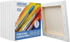 FIXSMITH Stretched White Blank Canvas- 8x8 Inch,8 Pack,Primed,100% Cotton,5/8 Inch Profile of Super Value Pack for Acrylics,Oils & Other Painting Media.
