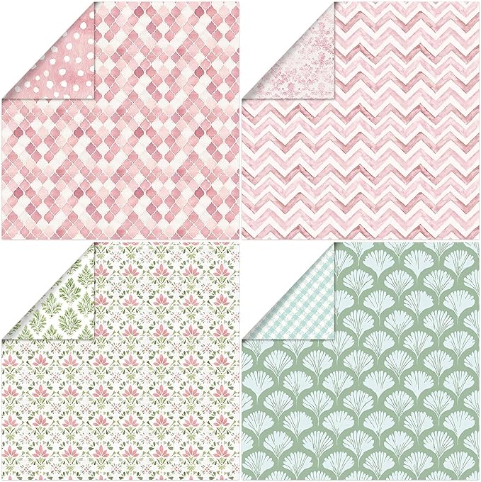 Scrapbook Paper 12x12, 24 Sheets/24 Designs Double-Sided Colorful Style Scrapbooking Pad Decorative Paper for Junk Journals Greeting Cards Decoration