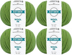 Estako Wool 98 (4- Skeins Pack) 100% Superwash Merino Wool Medium Worsted Weight Soft Knitting and Crochet Yarn (4 x 1.76 oz) (4 x 98 yds) (6371-Green)