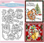 GLOBLELAND Christmas Comic Cat Clear Stamp for Card Making Cartoon Cats Silicone Stamps Christmas Stockings Transparent Stamp for DIY Scrapbooking Embossing Journaling