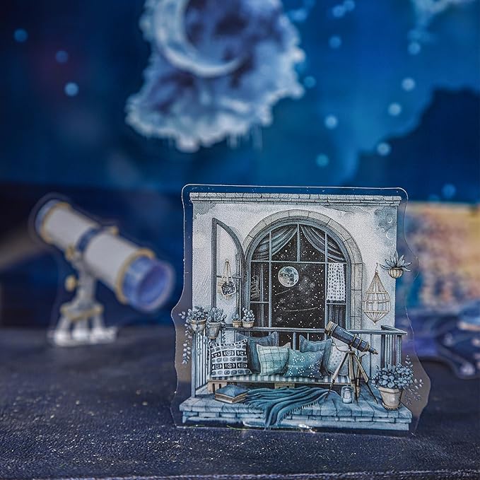 TIAMECH Holiday Outing PET Stickers - 180 Pcs Romantic Dinner Cat & Café Date Stargazing Tour Design, Waterproof Sticker for Journaling & Scrapbooking, Junk Journal Supplies, Ephemera & DIY Crafts