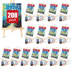 AROIC 208 Pack Easel and Canvas Sets with 16 Wood Easels,160 Brushes,16 Canvas and 16 Palette, Painting Set, Tabletop Easel, Art Easels, Painting Supplies for Kids & Adults to Paint Party